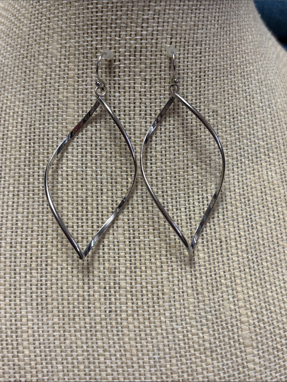 Silver Open Teardrop Dangle Earrings